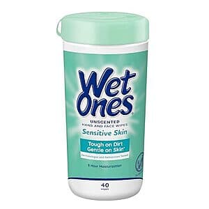 Select Accts: 40-Ct Wet Ones Unscented Hand and Face Wipes $2 w/ S&S