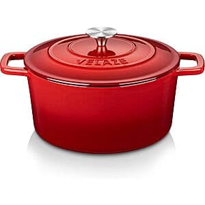 6-Qt Velaze Round Enameled Cast Iron Dutch Oven w/ Lid (Red) $30 + Free S&H