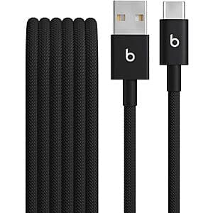 5' Beats USB-A to USB-C Woven Charging Cable (Bolt Black) $5
