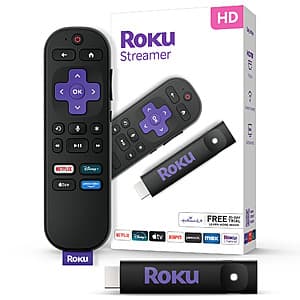 Roku Streaming Stick HD 2025 Streaming Media Player w/ Roku Voice Remote $14.90