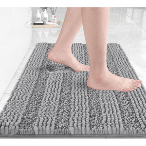 Yimobra 24" x 17" Extra Thick Chenille Bathroom Rug Mat (Light Grey) $4.95