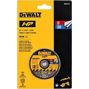 3-Pk Dewalt 3" Bonded Cutting Wheels $7.30