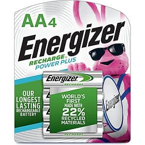 4-Count Energizer Recharge Power Plus Rechargeable AA Batteries $5.55 w/ Subscribe & Save