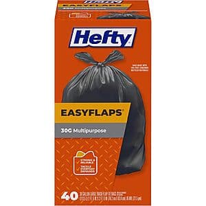 Select Amazon Accts: 40-Ct 30-Gallon Hefty Easyflaps Large Trash Bags (Black) $6.95 w/ S&S