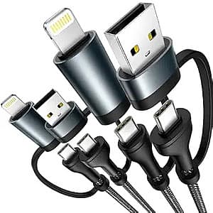 Prime Members: 2-Pk 6.6' XUDUO 4 in 1 USB-C 60W Charging Cables w/ Adapters $3.20 + Free S&H