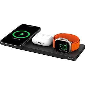 Belkin BOOSTCHARGE PRO 3-in-1 Wireless Charging Pad w/ MagSafe (Black) $45 & More + Free S&H