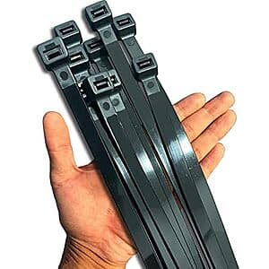 YoYo Essentials 40-pack of 20-inch black heavy-duty zip ties in original packaging.