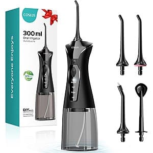 Prime Members: COSLUS 300ml Cordless Water Dental Flosser Pick $10 + Free Shipping