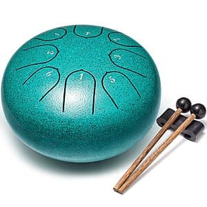 Lronbird 6-inch steel tongue rain drum with 8 tuned notes, featuring a polished steel finish.