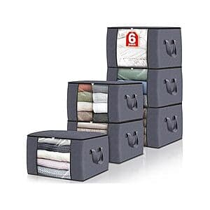 6-Pack Fab Totes 60L Foldable Clothes/Blanket Storage Bags $12 + Free S&H w/ Prime