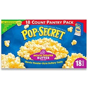 18-Ct 3-Oz Pop Secret Movie Theater Butter Microwave Popcorn $4.85 w/ S&S