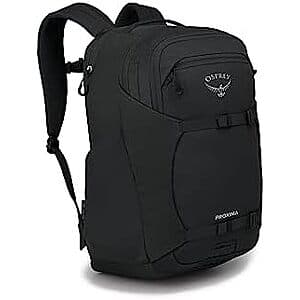 Osprey Proxima 30L Campus Laptop Backpack in Barley Brown color with front pocket and laptop compartment visible.