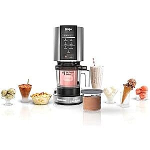 Ninja NC301 CREAMi ice cream maker in white, a countertop appliance with a design for making soft-serve ice cream and frozen beverages.