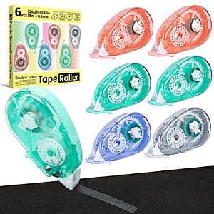 6-pk 0.33" x 26.25' Sakeyr Double-Sided Craft Glue Tape Rollers $5 & More