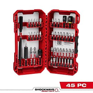 45-Piece Milwaukee SHOCKWAVE Impact Duty Alloy Steel Screw Driver Bit Set $19 w/ Subscribe + Free S&H