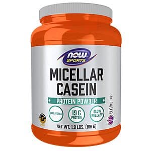 1.8-Lb NOW Foods Sports Nutrition Micellar Casein 19g Unflavored Protein Powder $19 w/ Subscribe & Save