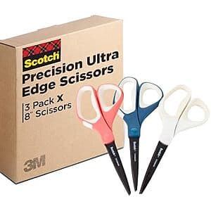 3-Pk 8" Scotch Brand Precision Ultra Edge Non-Stick Scissors $8.40