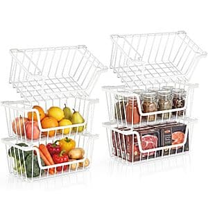 6-Pk SUNALLY Stackable Wire Storage Baskets (2 Colors) from $22.50