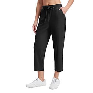 Alaroo women's 7/8 length high waisted stretch pants in various colors, showcasing the ankle-length design and waist construction.
