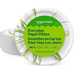 Prime Members: 100-Ct 8.62" Amazon Basics Everyday Disposable Paper Plates $4.80 w/ S&S