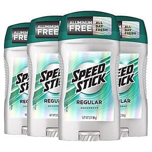4-Pack 3-Oz Speed Stick Aluminum Free Men's Deodorant (Regular) $6.75 w/ S&S