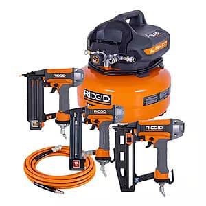 6-Gal RIDGID Electric Air Compressor, Brad Nailer, Finish Nailer & Finish Stapler $169 + Free Shipping