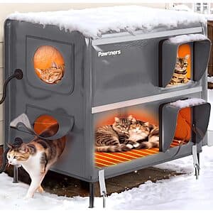 Pawtners 2-Story 26" x 18" x 31" Heated Outdoor Cat House $85 + Free S&H