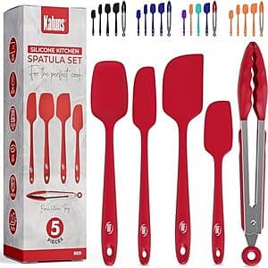5-Piece Kaluns BPA-Free Silicone Spatula & Tong Set (Red) $7