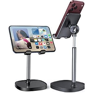Lisen Adjustable Cell Phone Stand in Black (Compatible w/ Phones/Tablets 4-10") $7