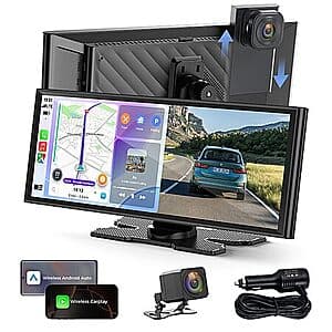 TOGUARDGO 9.26" Wireless CarPlay Screen w/ 4K+1080P Dual Dash Cam Front & Rear $76.50 + Free S&H