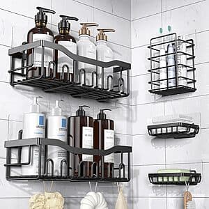 5-Pc Eudele Rustproof Stainless Steel Shower Caddy Organizers (Black) $7.60