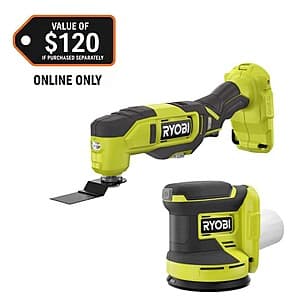 RYOBI ONE+ 18V Cordless Multi-Tool + RYOBI 5" Random Orbit Sander (Tools Only) $55.20 + Free Shipping