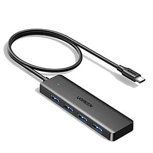 2' 4-Port UGREEN USB-C to USB-A 3.0 Expander Hub $9