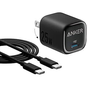 Prime Members: Anker 25W USB-C Wall Charger Block w/ 5' USB-C Cable (Various) $10 + Free Shipping
