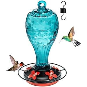 20-Oz Jarkyfine Hanging Glass Hummingbird Feeder (Blue or Purple) $12