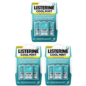3-Pack 72-Count Listerine Cool Mint Pocketpaks Breath Strips + $5 Amazon Credit $15.44 & More w/ S&S + Free Shipping w/ Prime or on $35+