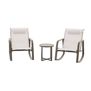 Mainstays Dashwood 3-Piece Steel Outdoor Rocker Chat Set (Cream) $97 + Free Shipping