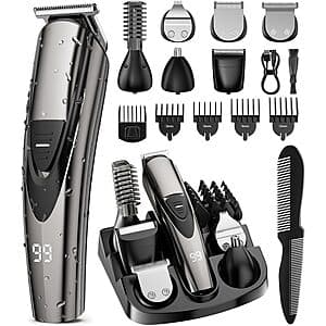 SHPAVVER Men's 12-in-1 Cordless Rechargeable Grooming Kit $18.35