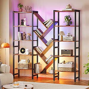 5-Tier Casacomoda Triple Bookshelf w/ RGB LED Lights, 17-Shelves & Metal Frame $74.90 + Free Shipping