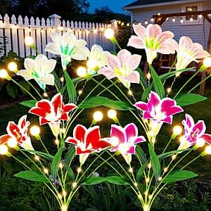 Prime Members: 4-Pk WdtPro 2-in-1 Solar Lilies Firefly Swaying Lights $20 + Free S&H