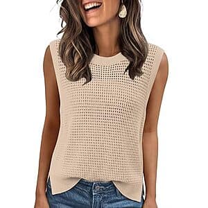 Totatuit Women's Crochet Knit Sweater Vest (Various) $5