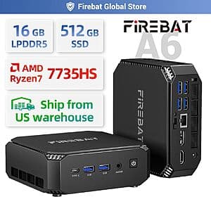 Firebat A6 Mini PC: Ryzen 7 7735HS, 16GB RAM, 512GB SSD, Win11 $260.75 + Free S&H