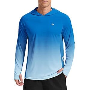 PINSPARK Men's UPF 50+ LS Rash Guard Fishing Hoodie (Various) $7.50