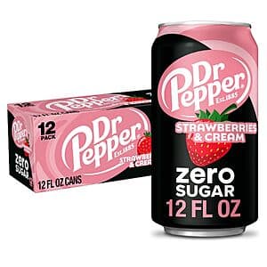 12-Pk 12-Oz Dr Pepper Zero Sugar Soda (Strawberries & Cream) 3 for $13.85 w/ S&S