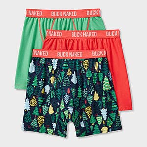 3-Pack Duluth Trading Company Men's Buck Naked Boxer Briefs (Holiday Tree) $12.40 w/ Text Alerts + Free S&H on $50+