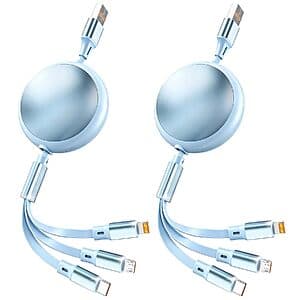 2-Pk MPATIBY 3-in-1 Retractable Multi Charging Cable (USB-C, Micro-USB & Lightning) $10