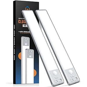 2-Pk 10" BLS Rechargeable Magnetic Motion Sensor Under Cabinet Lights $9.20