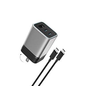 3-Port CUKTECH 65W GaN USB-C Fast Charger w/ PD, PPS & 3.3' USB-C Cable $15.10