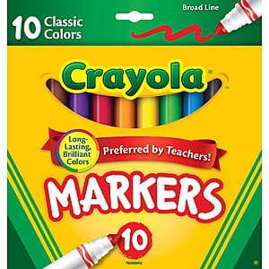 10-Count Crayola Broad Line Markers $1 + Free Pickup