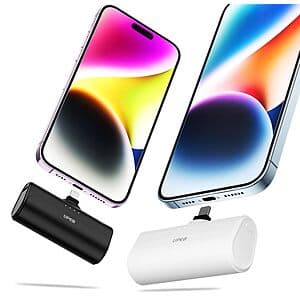 2-Pk UPEB 5000mAh Portable Power Bank Charger w/ Built-in Cable $9